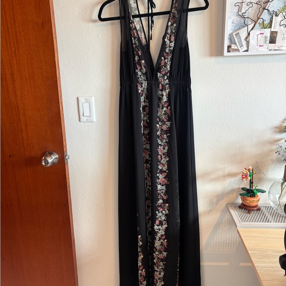 BCBGeneration Black Maxi Dress with Floral Pattern